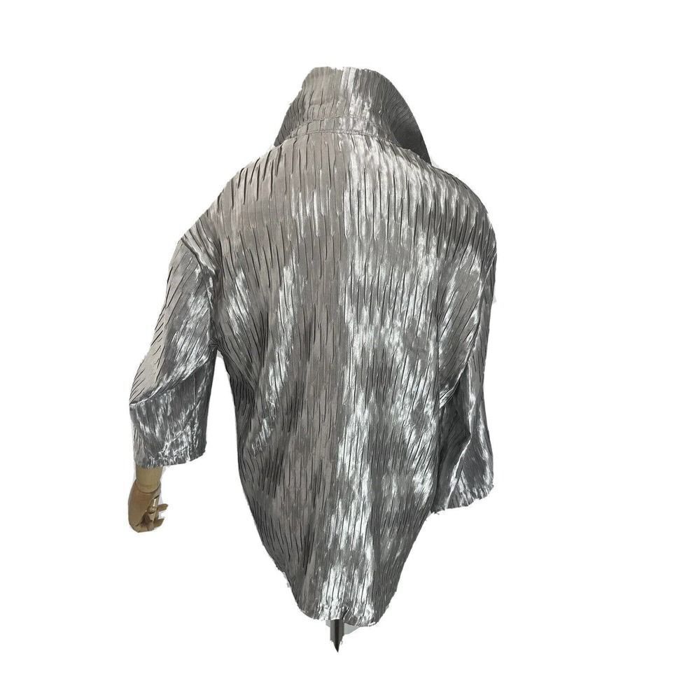 Chico's Silver Crinkle Jacket Size 1 Medium 8 10 US Blazer Caroline New - Picture 4 of 12